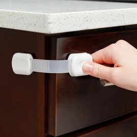 Todays Kids Child Safety Strap Locks (6-Pack) Adjustable Strap Locks for Baby Proofing Cabinets, Fridge, Oven, & More, Easy Install Drawer Locks Baby Proofing, Multi-Use Cabinet Locks Baby Proofing