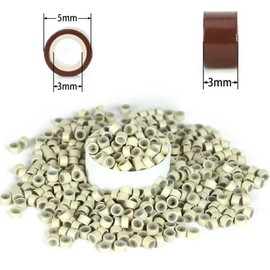 1000 anillos de silicona microenlace 5 mm forrado abalorio de bloqueo para extensiones de cabello herramienta (#13 rubio)