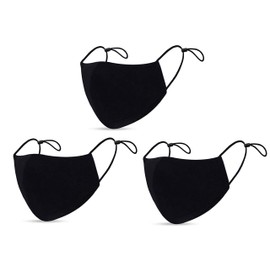 3-Pack Premium Quality Face Masks Facial Coverings. Reusable Washable Breathable Soft Cotton Fabric. Adjustable Ear Loops and Nose Wire. Unisex.