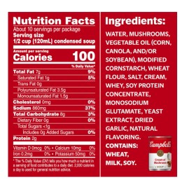 Campbell's Condensed Cream of Mushroom Soup, 10.5 oz Can (Pack of 4)