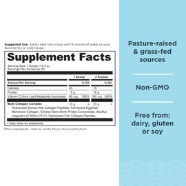 Ancient Nutrition Collagen Peptides Powder, Multi Collagen Protein, Women & Men, Vitamin C, Probiotics, Hydrolyzed Collagen, Supports Skin, Joints, Gut Health, Vanilla, 45 Servings