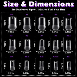 LoveOurHome 750pc Short Square Nail Tips Clear Fake Nails Short Square Gel Nail Tips Full Cover Acrylic Nails Clear Press on Nails Women False Nail 15 Sizes Fingernails for Nail Extension