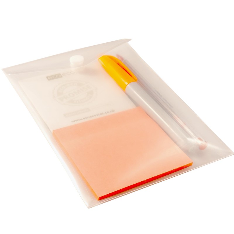 eco-eco A6 50% Recycled Clear Transparent Portrait Press Stud Popper