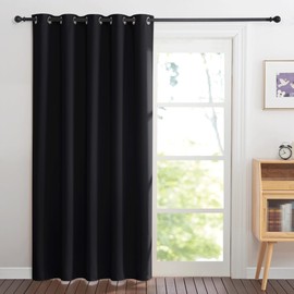PONY DANCE Door Curtain Thermal - 1 Panel Blackout Curtains for Living Room Bedroom Kitchen Privacy Screen Heat Cold Insulated, 66 inch Width x 84 inch Drop, Black
