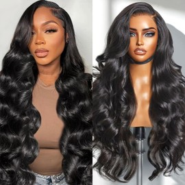 Junemet 24 Zoll Echthaar Perücke 200% Dichte 13x4 HD Lace Front Human Hair Wig for Women Body Wave Perücke Damen Echthaar Glueless Wig Human Hair 100% Brasilianisch Natürlich Pre Plucked (61 CM)