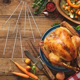 WILLBOND 6-Piece Stainless Steel Curved Poultry Trussing Needles for Securing Stuffed Turkey, Chicken, Roasts and Rolled Meats