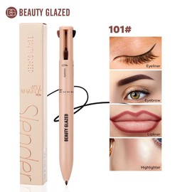 Beauty Glazed 4-in-1 Multi-Function Makeup Pen - Travel Eyeliner, Eyebrow Pencil, Lipliner, Highlighter, Waterproof Portable Cosmetic Tool gift - Color: 01#