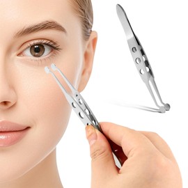 Meibomian Gland Expressor, Stainless Steel Eyelid Massage Tweezers, Professional Forceps Dryeye Extraction Tool for Men Women, Eye Care Tool For Dry Eyes(Round Tip,SIZE:5 * 5)