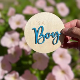 Gender Reveal Wooden Plaques (Set of 2) – It's a Girl & It's a Boy Signs | Baby Announcement Keepsake | Baby Shower Photo Prop & Party Décor