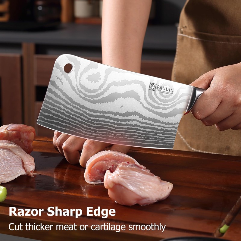 PAUDIN Cleaver Knife, Ultra Sharp Meat Cleaver 7 Inch, High