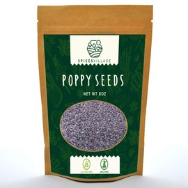 Spices Village Poppy Seeds, Whole Dried Poppy Seed for Baking, Filling and Dressing, Bagel Seasoning, Gluten Free, Non GMO, Great for Bread, Muffins, Cakes, Resealable Bulk Bag 8 oz