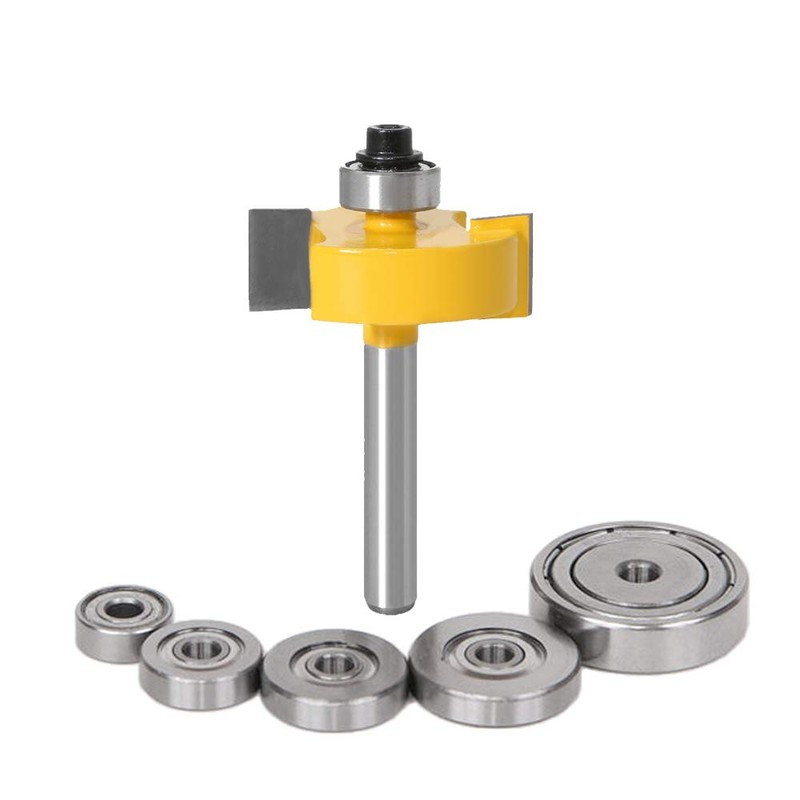 Mesee 1/4 Inch Shank Rabbeting Router Bit with 6 Bearings
