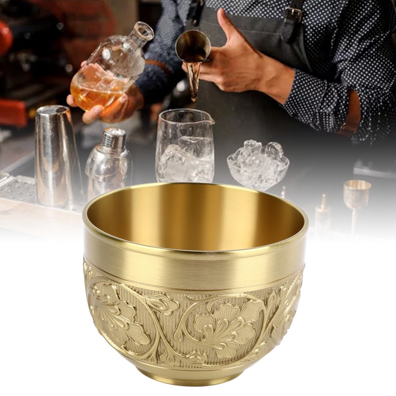 Brass Tea Cup Exquisite Embossed Patterns Retro European Small Coffee