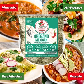 Dried Mexican Oregano (5 oz) – Fresh and Fragrant - Dried Whole Leaves – Use in Mexican Recipes like Pasole, Stews, Salsa, Meats, Enchiladas. Resealable Bag. By Amazing Chiles and Spices.