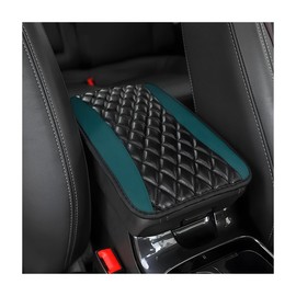 Moly Magnolia Car Center Console Cushion Pad, Universal Leather Waterproof Armrest Seat Box Cover Protector,Comfortable Car Decor Accessories Fit for Most Vehicle SUV (Blackish Green)