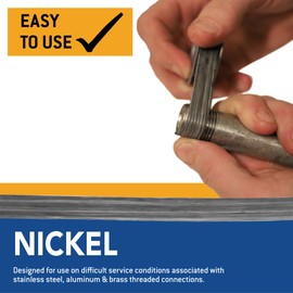 Gasoila Nickel PTFE High Density Thred Tape Roll, -450 to 550 Degree F Performance Temperature, For Stainless Steel, 4.3 mil Thick, 600" Length, 1/2" Width