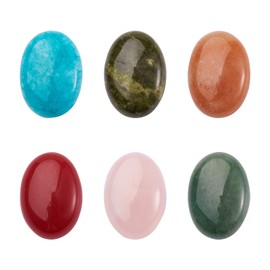 PandaHall 10pcs Natural Mixed Oval Gemstone Cabochons 25x18x5~7mm Cabochon Gemstone Chakra Healing Crystal Beads for DIY Jewelry Making,Random Mixed Colors, Stone