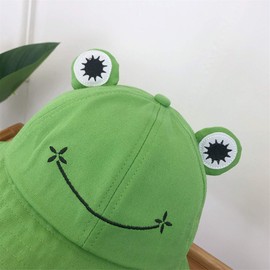 HOMIEBUDS SPPRANDOM Yasirona WallDecalsAndArt Cute Green Frog Bucket Hat, Summer Cotton Bucket Sunhat for Adults Womens Wide Brim Fisherman Fun Bucket Hat