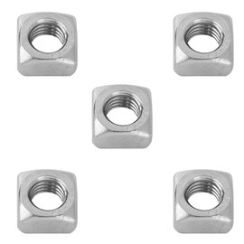 5 Pcs M10 Square Nuts, Premium 304 Stainless Steel Coarse Thread Fasteners for Home Repairs, DIY Projects and Engineering, Corrosion-Resistant, Durable Quality, Silver Tone