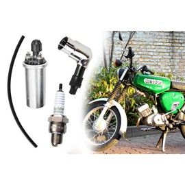 Ignition Set, 4-Piece 6 V Ignition Coil + Spark Plug Beru M14 260 + Spark Plug Connector 5 K-Ohm, 90° + 25 cm Ignition Cable for Simson S50 S51 S70 SR50 SR80 KR51 SR4