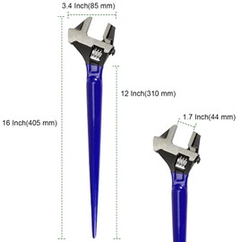PINGEUI 2 PCS 16 Inches Spud Wrenchs, Heavy Duty Forged Adjustable Spud Wrench, Metric Scale Marked Construction with Hammer Head and Pipe Wrench Function