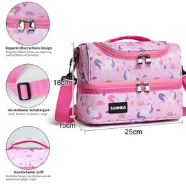 Smlper 7L Children's Cool Bag, Lunch Bag, Adjustable Shoulder Strap, Lunch Box Bag, Three-Layer Insulated Bag with Zip