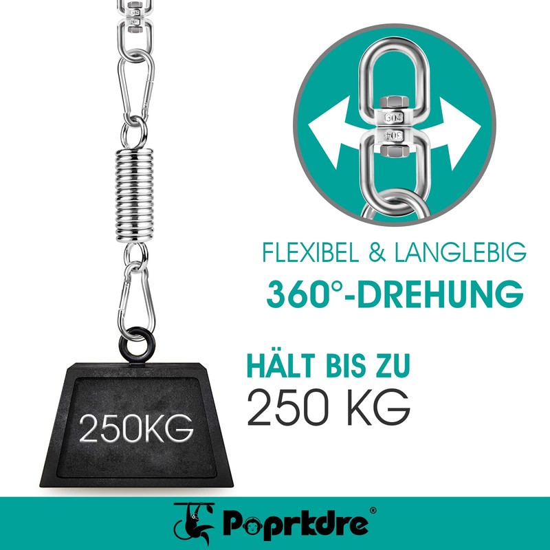 Poprkdre Swing Spring Steel Spring, Hanging Chair with 2 Carabiner