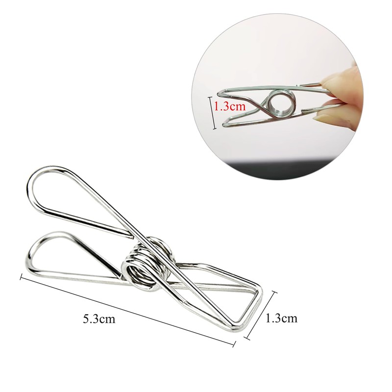 BONYCUST Stainless Steel Clothes Laundry Pegs, 50 Pcs Clothes Pegs
