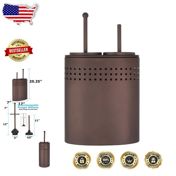 Heavy-Duty Toilet Brush & Plunger Set with Interchangeabl