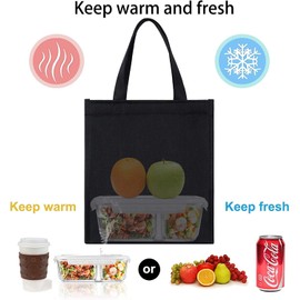 Bolsa de Almuerzo para Mujeres/Hombres/Adultos, Caja de Almuerzo portátil/reutilizable, Bolsa de Mano simple impermeable Aislada para el Trabajo, Picnic, Pesca, Playa o Viajes (Negro)