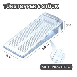 VOSSOT Door Stop, Pack of 6, Door Wedges Non-Slip Rubber Door Wedge, Height Adjustable, Window Stopper for Balcony Door, Bathroom, Children's Room, Patio Door, Glass Door, Door Buffer (Transparent)