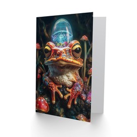 Artery8 Greeting Card Surreal Toad Mushrooms Trippy Psychedelic Art Blank For Him Or Her Art Birthday Card