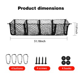 NGHEY SUV Off-Road Vehicle Pickup Truck Four Pocket Luggage Compartment Cargo Storage Net Rear Trunk Car Net Pocket 51.18 Inch Storage Net Pocket