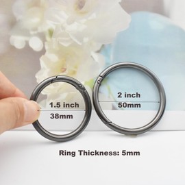 Bytiyar 10 pcs 1.5 inch (38 mm) Inside Diameter Round Carabiners Clips Snap Hooks Zinc Alloy Spring Gate O Rings Buckles DIY Accessory Gun Black