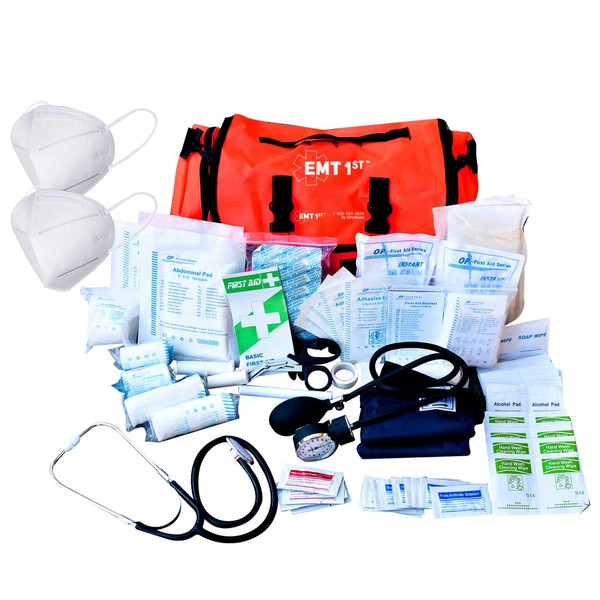 EMT 1st Emergency Responder First Aid Kit | Medical Trauma Bag for Disaster Preparedness | Perfect for Wilderness, Camping, Home, Car, & Office | Our Lightweight Kits Come with 40 Unique Items