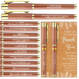 Frienda 20 Set Graduation Thank You Pens Gifts Employee Appreciation Gifts Bulk for Office Men Women Inspirational Ballpoint Pens with Card, Party Favor for Teacher Volunteer Team Coworker (Classic)