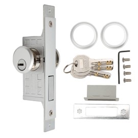 Cyrank Mortise Lock, Front Door Security Lock Storefront Door Mortise Lock, Glass Framed Central Door Lock Commercial Door Deadbolts and Cylinder Combo with 3 Keys