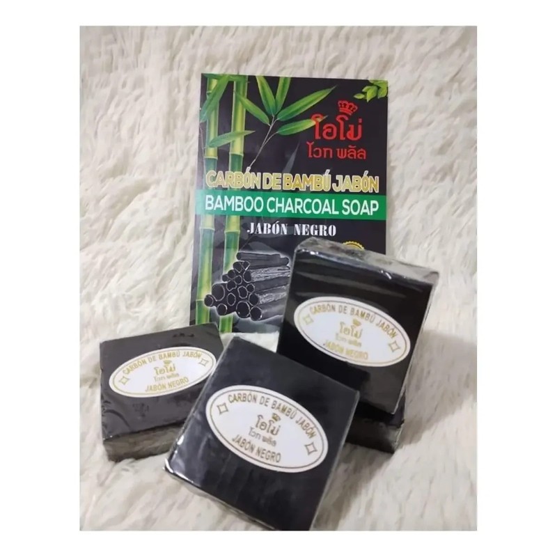 3 Jabónes Natural De Carbón De Bambú Para Limpieza Profunda