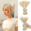 XCHJH Clip-On Feathered Blonde Bun Wig Messy Bun Clip in