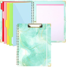 SFLHHDM Spiral Clipboard Folio, Binder A4 Bifold Refill Notepad, Cute Clipboard Folder, 5 Compartment Storage 10 Pockets, Multi-Purpose Clipfolio, Multi-Function Stationery Hardcover, Stylish Binder