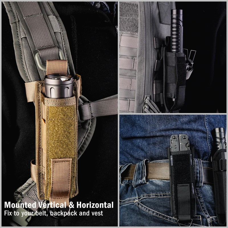 VIPERADE Tactical Flashlight Holster, Molle Flashlight Holder for Belt, Flashlight