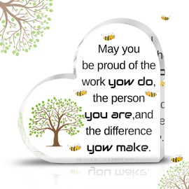 UICCVOKK Colleagues Gift Thank You Gifts Appreciation Gifts Heart Shaped Acrylic Plaque Leaving Gifts for Colleagues Retirement Gifts for Women Men, Thank You Teacher Gifts for Christmas