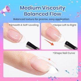 Beetles - Gel constructor para uñas, 2 unidades de gel transparente 8 en 1 para ápice instantáneo, fortalecimiento y extensión, apto para principiante