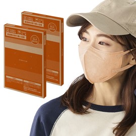 Iris Ohyama RN-F32SSB Non-woven 3D Mask, 3D Mask, 64 Pieces, 32 Sheets x 2 Boxes, Regular Size, 3D, Small Face, Daily Fit, Blood Mask, Cheek Mask, Color Mask, Beak, Stylish, Ear Painless, Silk Beige