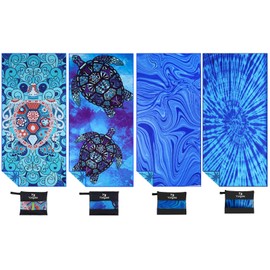 4 Pack Microfiber Lightweight Thin Beach Towel Sand Free Quick Dry Super Absorbent Large Towels for Swimming Pool Yoga Gym Travel Vacation Beach Accessories Essentials for Adults