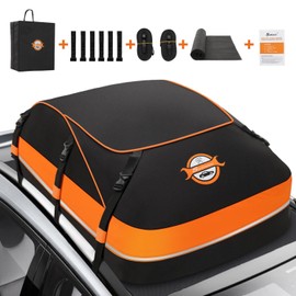 Sailnovo Rooftop Cargo Carrier Waterproof 20 Cubic Feet Car Roof Rack Cargo Carrier Roof Cargo Bag for All Cars with/without Rack, includes Anti-Slip Mat, 6 Door Hooks & Waterproof Curtain