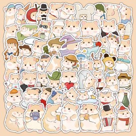 Cute Pet Hamster Graffiti Stickers for Teens Girls Children Motivate Gift Favors,60 PCS Animal Cute Style Stickers for Water Bottle Skateboard Guitar Bicycle Phone,DIY Waterproof Decoration