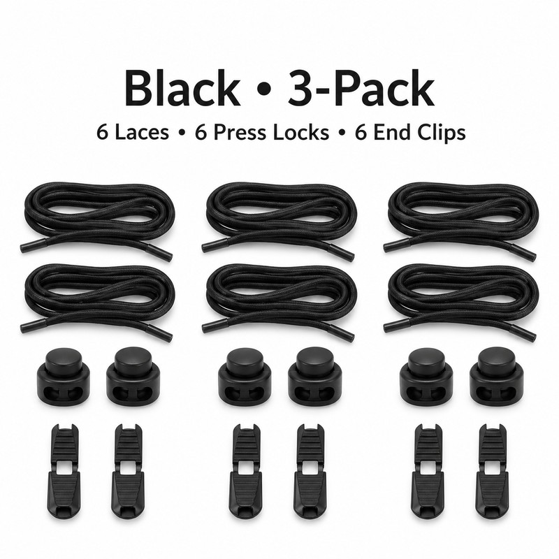 Elastic No-Tie Shoelaces with Button Lock – Stretch Round Laces