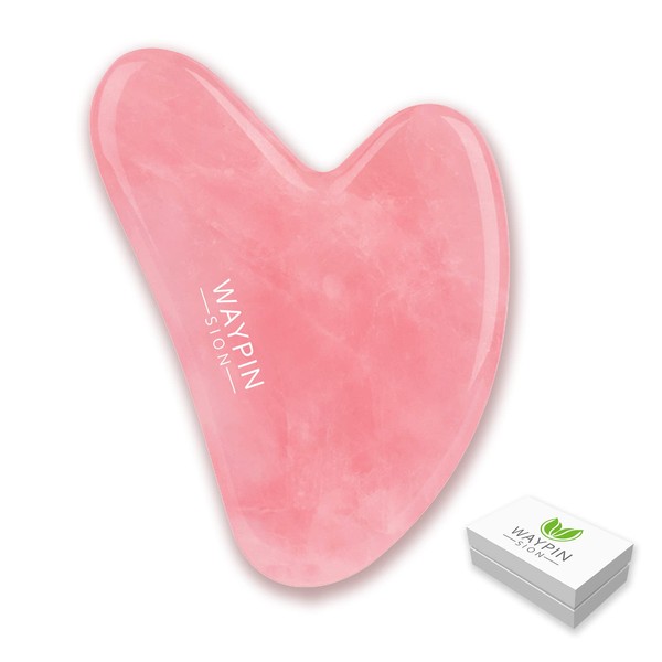 WAYPIN SION Gua Sha Stone, Rose Quartz Guasha Tool for Face and Body Skin Massage, Daily Anti-Aging Health and Skin Care Tool, for SPA Acupuncture Therapy