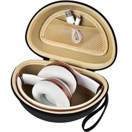 Comecase Travel Hard Carrying Case Compatible with Beats Solo 4/ for Beats Studio Pro/for Beats Solo3/ for Beats Studio3/ for Beats Solo2/ for Beats Solo Pro Bluetooth On-Ear Headphones - Black+Inside Khaki